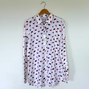 NWT Nicole Miller - Murray‎ Roffe Button Down Shirt Football Print Sz XL